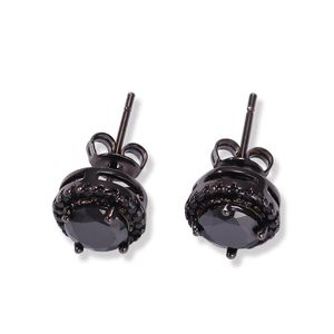 Ohrstecker Hip Hop Ohrstecker Neue Vier-Klauen-Schwarz-Nägel-Circar-Quadrat-transparente Zirkon-vergoldete Ohrringe für Männer Schmuck Ohrringe Dht5B