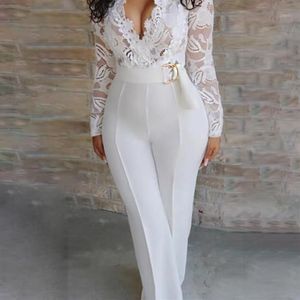 Повседневный комбинезон для женщин, длинные брюки, белые формальные элегантные модные женские комбинезоны размера плюс3205