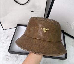 PU LÄDER Fashion Bucket Hat Korean Style All-Match Knight's Cap Sun Shade Sun Protection Hat Tide