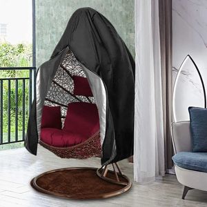 Chair Covers Black Patio Chair Cover Egg Swing Chair Waterproof Dust Cover Protector with Zipper Protective Case Outdoor Hanging Chair Cover 231013