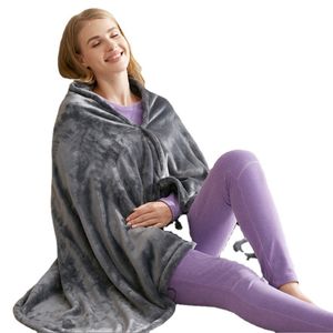 electric usb wearable heated blanket shawl Luxury Flannel Wearable Heated Throw Blanket with Buttons Ultra Warm Heating Neck and Shoulders Shawl