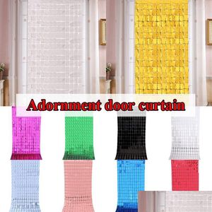 Party Decoration Party Decoration Square Sequined Laser Rain Curtain Bröllopsfödelsedagsbakgrund 1M 2M Stage Color Mirror 11 Färger DI DHGJD