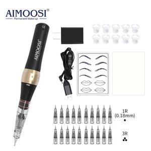 Tatueringsmaskin Aimoosi M7 Tattoo Machine Set Microblader Eyebrow PMU Gun Pen Needle Permanent Makeup Machine Professional Supplies Nybörjare 231013