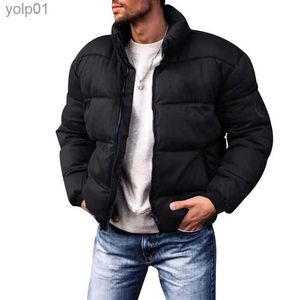 Piumino da uomo Parka Piumino invernale da uomo Casual Tinta unita Colletto rialzato Cerniera Calore Ispessimento Piumino a maniche lunghe Abbigliamento da uomo 2023L231013