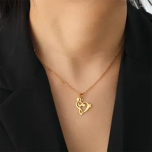 Collane con ciondolo ZMZ 2023 Europa/USA Moda Carino Nota musicale a forma di cuore Collana di amore Regalo per la mamma/Fidanzata Gioielli per feste