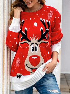 Maglione da donna con renne festive natalizie, accogliente, manica lunga, pullover natalizio con girocollo, per ragazze e donne 231012