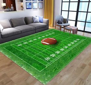 Mattor 3D Green Football Carpet Kids Room Baseball Rug Field Parlour Bedroom Living Floor Mats Stora mattor Hem Anpassad2383484