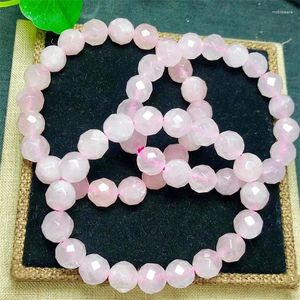 Link pulseiras natural facetada rosa quartzo pulseira atacado design estiramento policromado contas artesanais cura mulheres jóias presente 1pcs 9mm