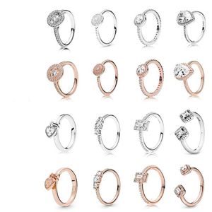 Cluster Rings High-quality 925 Silver Rose Gold Love Knot Charm Fairy-tale Light Heart-shaped Padlock Ring Original Jewelry For289r