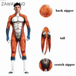 Theme Costume Zawaland Halloween Party Adult Whole Cosplay Comes Animal Catsuit Spandex Bodysuit 3D Printed Zentai Bondage Muscle Suit T231013