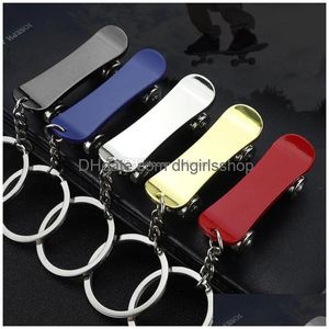 Key Rings Metal Rotatable Skateboard Keychain Key Rings Pendant Handbag Hangs Fashion Jewelry For Women Mens Gift Will And Sandy New J Dh4Ev