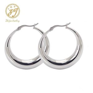 Zhijia Stainless Steel Jewelry Earring Thick Casual Simple Round Small Silver Hoop Earrings For Women 229Z