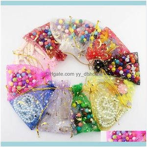 Packaging Display Jewelry100Pcs Moon Star Dstring Organza Bags Small Jewelry Gift Bag Pouch Pouches Drop Delivery 2021 Rg1Iz347O