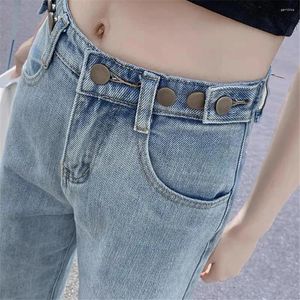 Женские джинсы на пуговицах, повседневные регулируемые винтажные джинсовые брюки, женские прямые брюки Harajuku с высокой талией, зимние теплые утепленные мешковатые брюки
