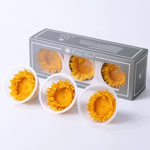 Decorative Flowers 3PCS 7-8cm Eternal Life Sun Flower Head Real Material Sunflower Forever True Preserved DIY Wedding