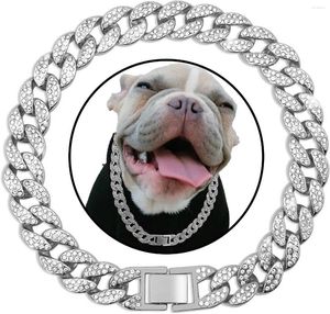 Colares de cachorro Colar de diamante Silve Gold Metal Chain Cuban Links Pet para cães gatos jóias