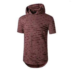 Magliette da uomo Uomo Primavera ed Estate Casual Vintage Tinta unita Camicia a buco pieno Girocollo Top a maniche corte