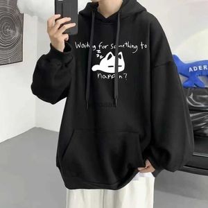 Hoodies للرجال Sweatshirts Manga في انتظار شيء ما يحدث Omori Cat Print Cats Cats Loving Sweatshirt Cotton Cotton Anime Tracksuit Usisex YQ231013