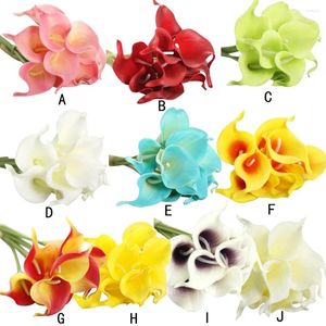 Decorative Flowers Home 5PCS Artificial Touch Calla Lily Fake Flower Wedding Decor Bouquet Fashion