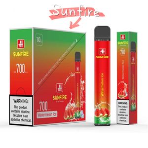 China Factory Wholesale TPD Certificated Sunfire BAR Disposable Vape E cigarette 600 700 800 Puffs Mini Rechargeable E Cig 0% 2% 5% Mesh Coil Customized Vapor EU UK