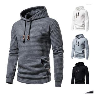 Men'S Hoodies & Sweatshirts Mens Hoodies 2023 Eur Size Casual Plover Jacquard Sweater S-2Xl Plaid Quilted Cotton Fabric Hood Front Poc Otkur