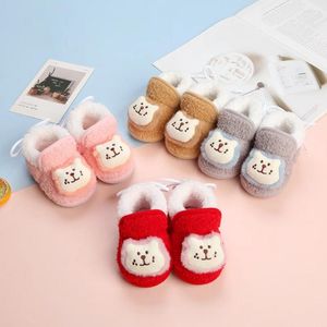 First Walkers 2023 Winter Snow Baby Boots Multiple Colors Warm Fluff Balls Indoor Colloidal Particle Sole Infant Born Toddler Shoes