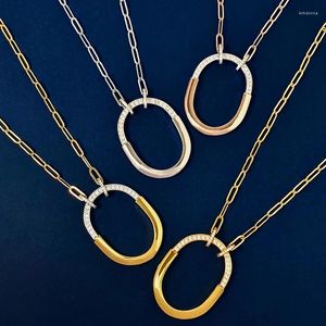 Chains Designer Pure 925 Sterling Silver Round Jewelry For Women Fashion Party Charms Slide Lock Necklace Thick Chain