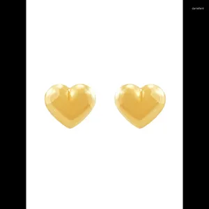 Saplama küpeleri parlaklık güzel mücevher kızlar 10k sarı altın kabarık kalp güvenlik vidası ile geri