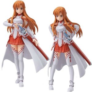 Mascot Costumes 14cm Sword Art Online Action Figure Yuuki Asuna Fighting Form Standing Model Changeable Face Toys for Children Pvc Gift Doll