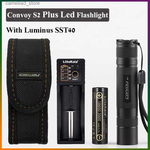 Facklarna Convoy S2 Plus med Luminus SST40 LED Portable SMO -ficklampa för utomhuscamping Cykelbelysning Hårt ljus Lantern Torches Q231013