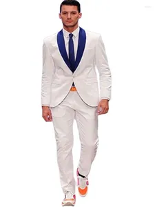 Herrenanzüge, Sommer-Stil, zweireihig, für Herren, Bräutigam, Smoking, maßgeschneiderter Herren-Blazer, Hose, Hochzeitsanzug (Elfenbeinjacke, schwarze Hose, Schleife)