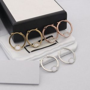 Fashion Women Hoop Earrings Gold Silver Stud Luxury Designer Earring With Diamond Earrings Huggie Engagement Jewelry Three Color