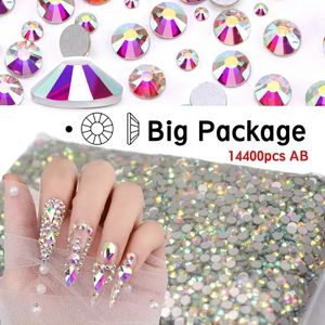 Nagelkonstdekorationer 14400 st AB flatback s Glass Crystal Diy Design smycken Making Beads Beauty Accessories ArtGarment 231012