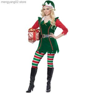 テーマコスチューム女性ベルベットクリスマスドレス服大人サンタクロースカムグリーンエルフクリスマスツリーパーティードレスT231013