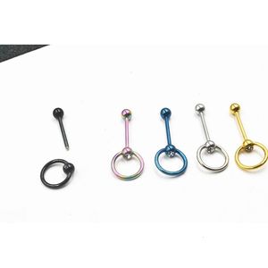 Labret Lip Piercing Jewelry Free shippment LOT50pcs Body Steel Tongue Ring Barbells 14G16MM Nipple Ear Gems Bar piercing 231012