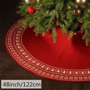 Christmas Decorations Vintage Snowflake Christmas Tree Skirt 48inch/122cm Merry Christmas Tree Decorations Ornament Christmas Decorations for Home 231012