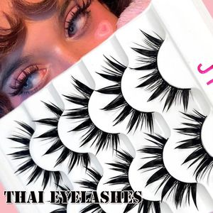 Cílios Falsos 5 Pares Cos Dança Desempenho Cílios Handmade Cruz Feminino Japonês Thai 3D Natural Manga Cílios Extensão 231012