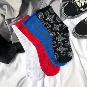 Mens Designer Socks Street Skate Fashion Mid-calf Ghost Face Sock Print Black Blue White Cotton Hip Hop For Women Youth