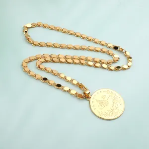 Anhänger Halsketten Münze vergoldet Arabisch Dubai Goldkette Halskette Frauen Männer Frauen Schmuck Anhänger und