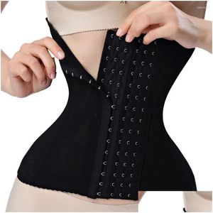 Bustiers korsetter Bustiers korsetter Kvinnor Midja Trainer Body Shapewear Mage Corset Top Slimming Belt Steel Boned Postpartum Band Y Co Ottoc