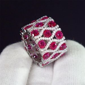 Kqdance Woman S Stworzenie szmaragdowego rubinowego pierścienia tanzanitowego z zielonym niebieskim czerwonym kamieniem 18K Białe złote pierścienie dla kobiet biżuteria 220726246n