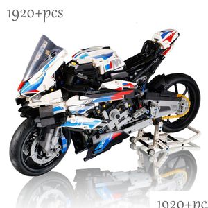 Bloki bloki BM1920PCS Motocykl techniczny M1000 RR Model Pojazd pojazdu Racing Build Block Bricks MOC 42130 Prezenty motocyklowe 23 OTGFA