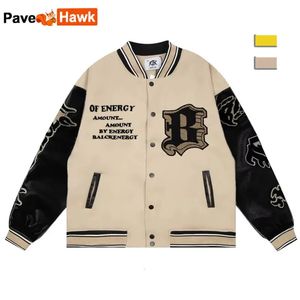 Women's Down Parkas broderi Bomber Jacket Män kvinnor Flocking Hip Hop Loose Patchwork Coat Unisex High Street Varsity Baseball Outwear 2023 231013