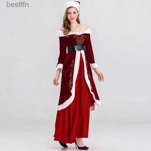 Themenkostüm Große Größe Weihnachten kommt für Paare Weihnachtsmann kommt Cos Weihnachtskleidung Kleid Damen SetL231013