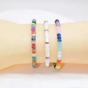 Braccialetti di collegamento Moda colorato braccialetto di pietra naturale per le donne Shell Bead Ladies Girls Summer Boho gioielli regali all'ingrosso 2023