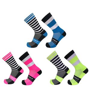 スポーツソックスCalcetines Ciclismo Hombre Striped Polka Dot Cycling Socks Prossight Sports Breatable Bicycle Runing 231012