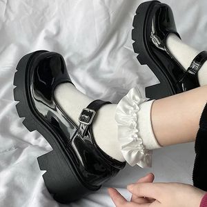 Kleid Schuhe Frühling Plattform Leder Frauen Wohnungen Casual Oxford Loafer Dicke Unterseite Damen Keil Lolita Mary Jane Mokassins 231013