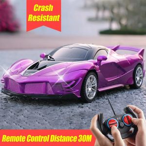 Carro elétrico RC 1/16 com luz LED RC 2.4G 4CH Controle Remoto Esportes Rádio de alta velocidade 30M Drift Racing Boys Brinquedos para crianças 231013