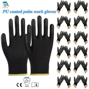 Five Fingers Gloves 1050 Pairs of Nylon PU Safety Work Repair Special Palm Coated Carpenter Worker Supplies 231012