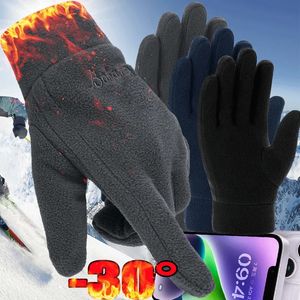 Fünf Finger Handschuhe Fleece Dicke Winter Solide Frauen Outdoor Polar Warm Kältebeständig Ski Radfahren Touchscreen Handschuh Herren Fäustlinge 231012